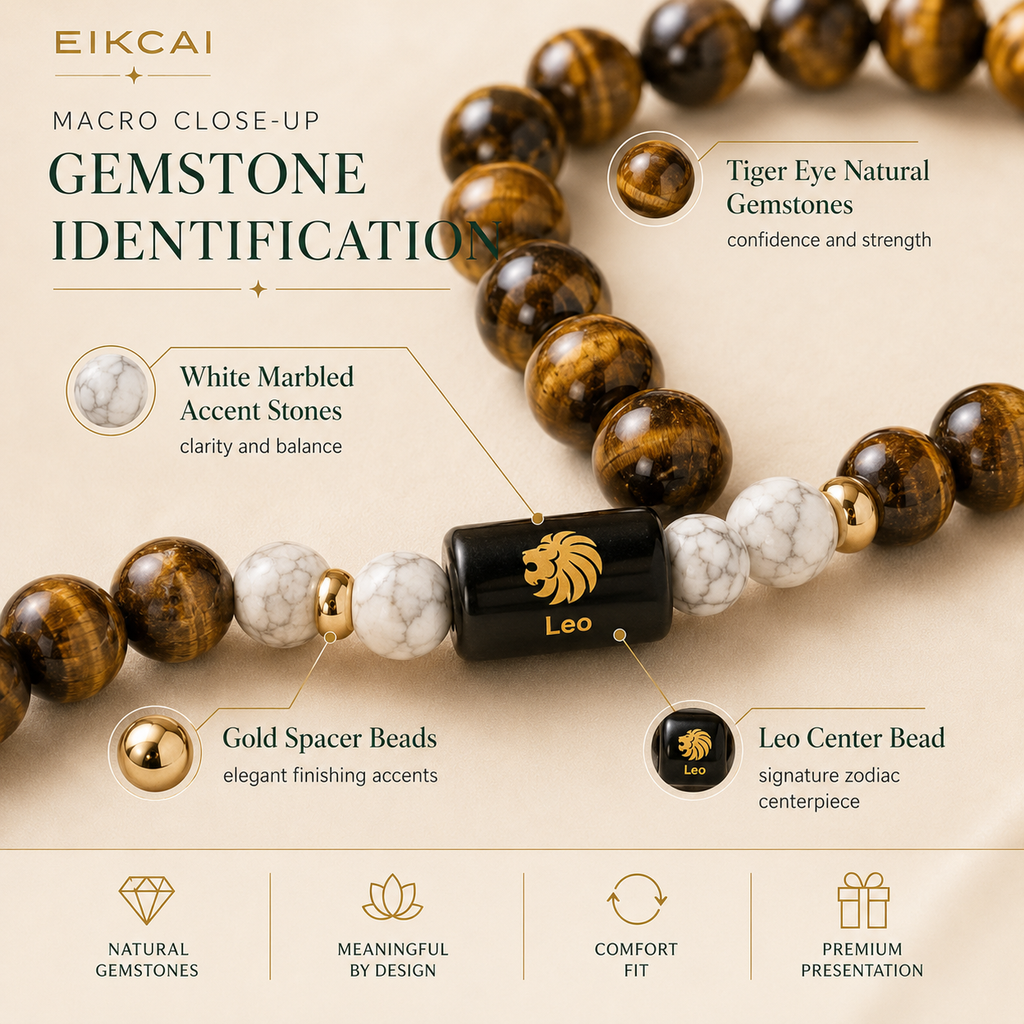 Leo (सिंह राशि) Zodiac Tiger Eye & Citrine Bracelet