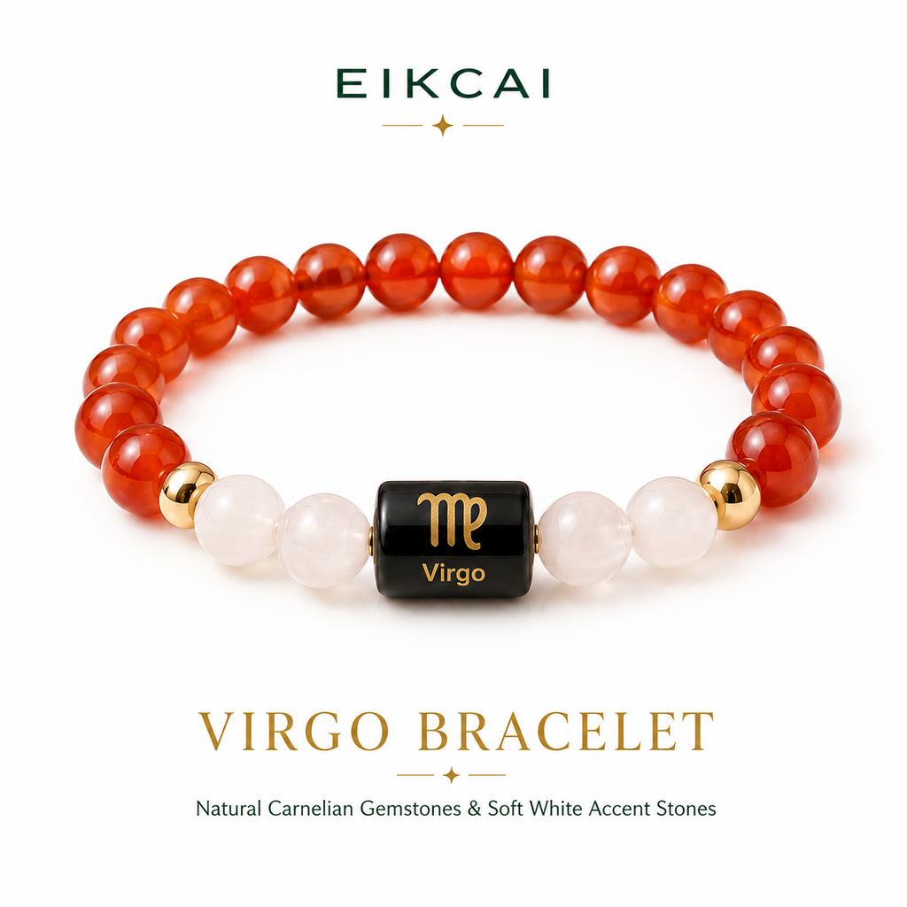 Virgo (कन्या राशि) Zodiac Carnelian & Milky Quartz Bracelet