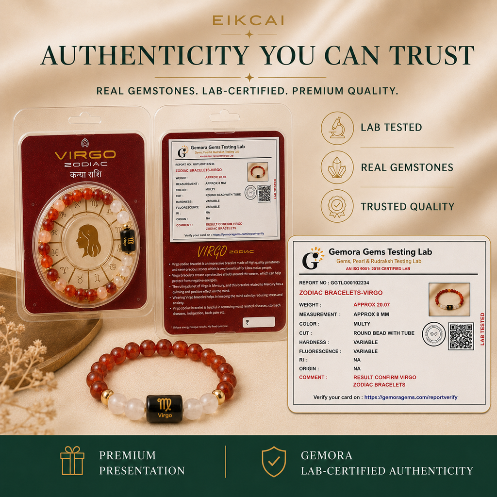 Virgo (कन्या राशि) Zodiac Carnelian & Milky Quartz Bracelet