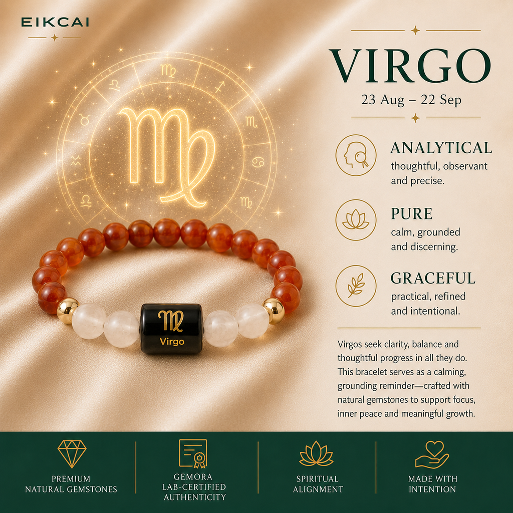 Virgo (कन्या राशि) Zodiac Carnelian & Milky Quartz Bracelet