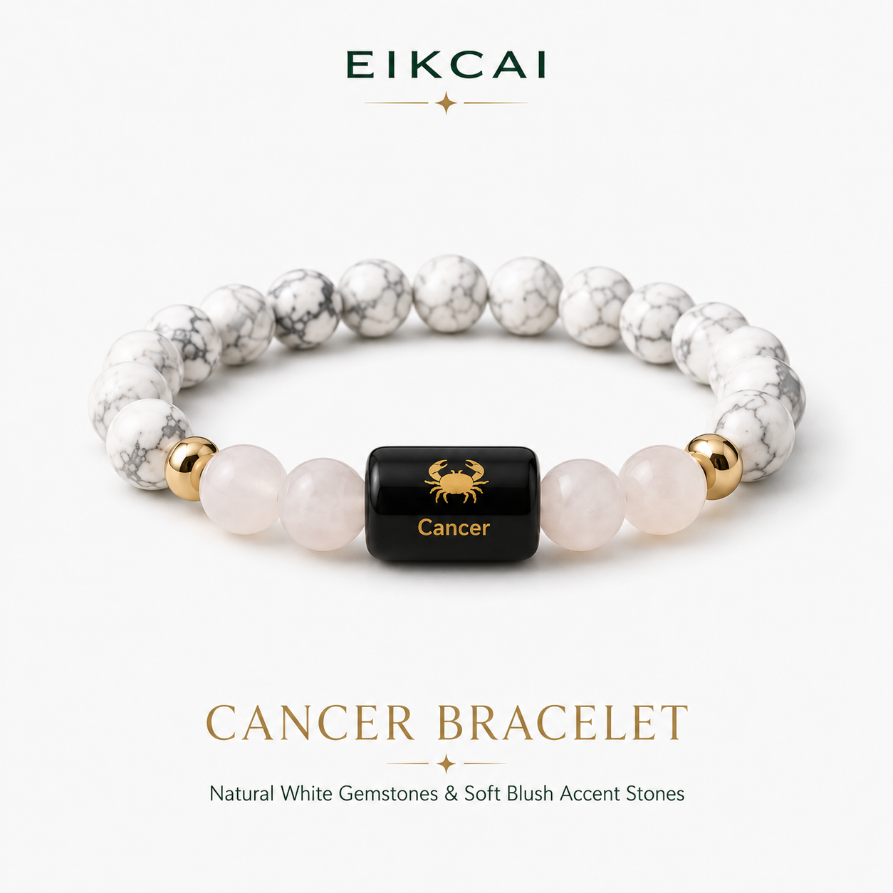 Cancer (कर्क राशि) Zodiac Howlite & Milky Quartz Bracelet