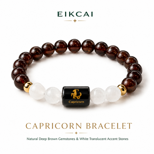 Capricorn (मकर राशि) Zodiac Garnet & Milky Quartz Bracelet