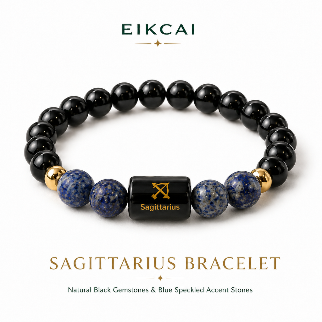 Sagittarius (धनु राशि) Zodiac Black Obsidian & Lapis Lazuli Bracelet