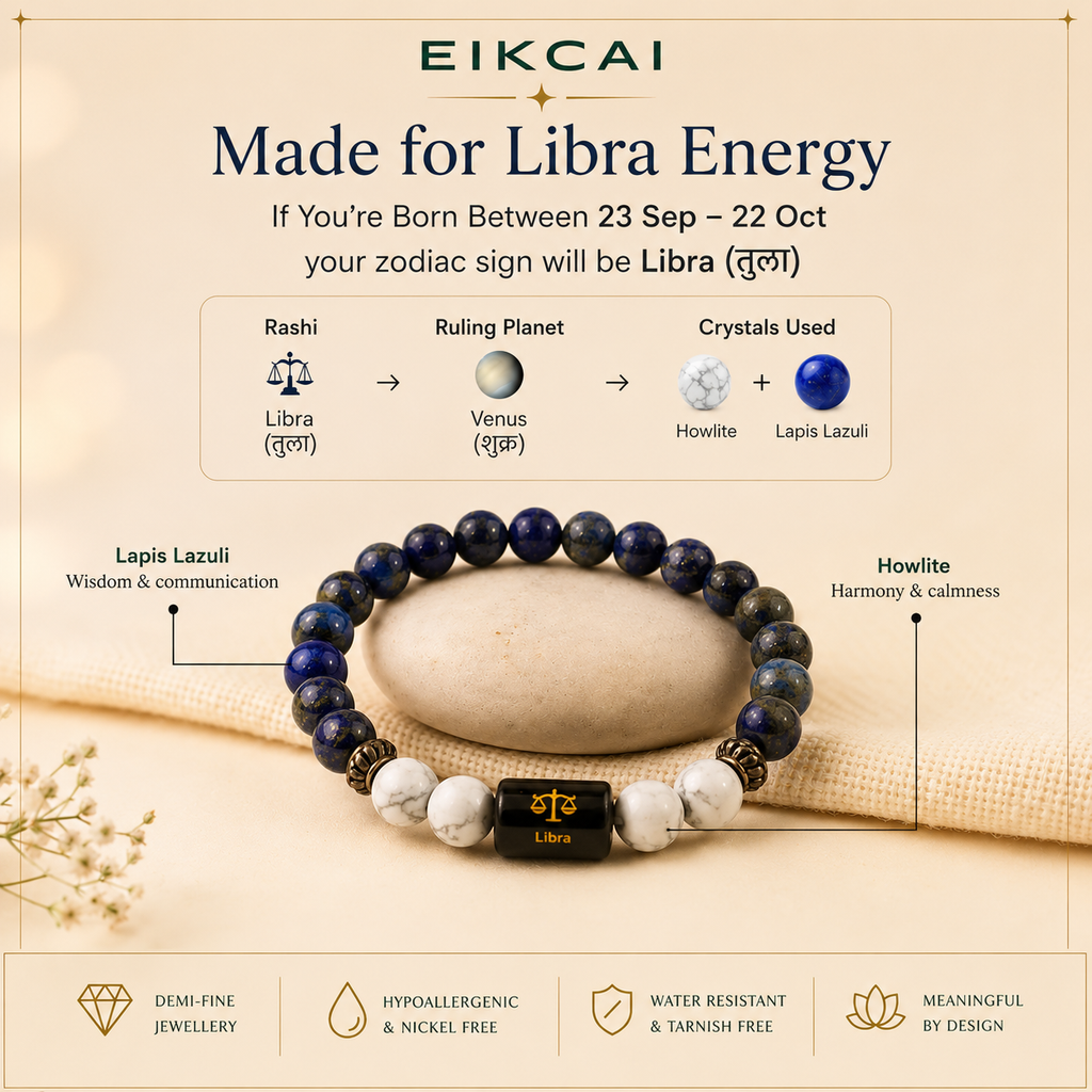 Libra (तुला राशि) Zodiac Lapis Lazuli & Howlite Bracelet