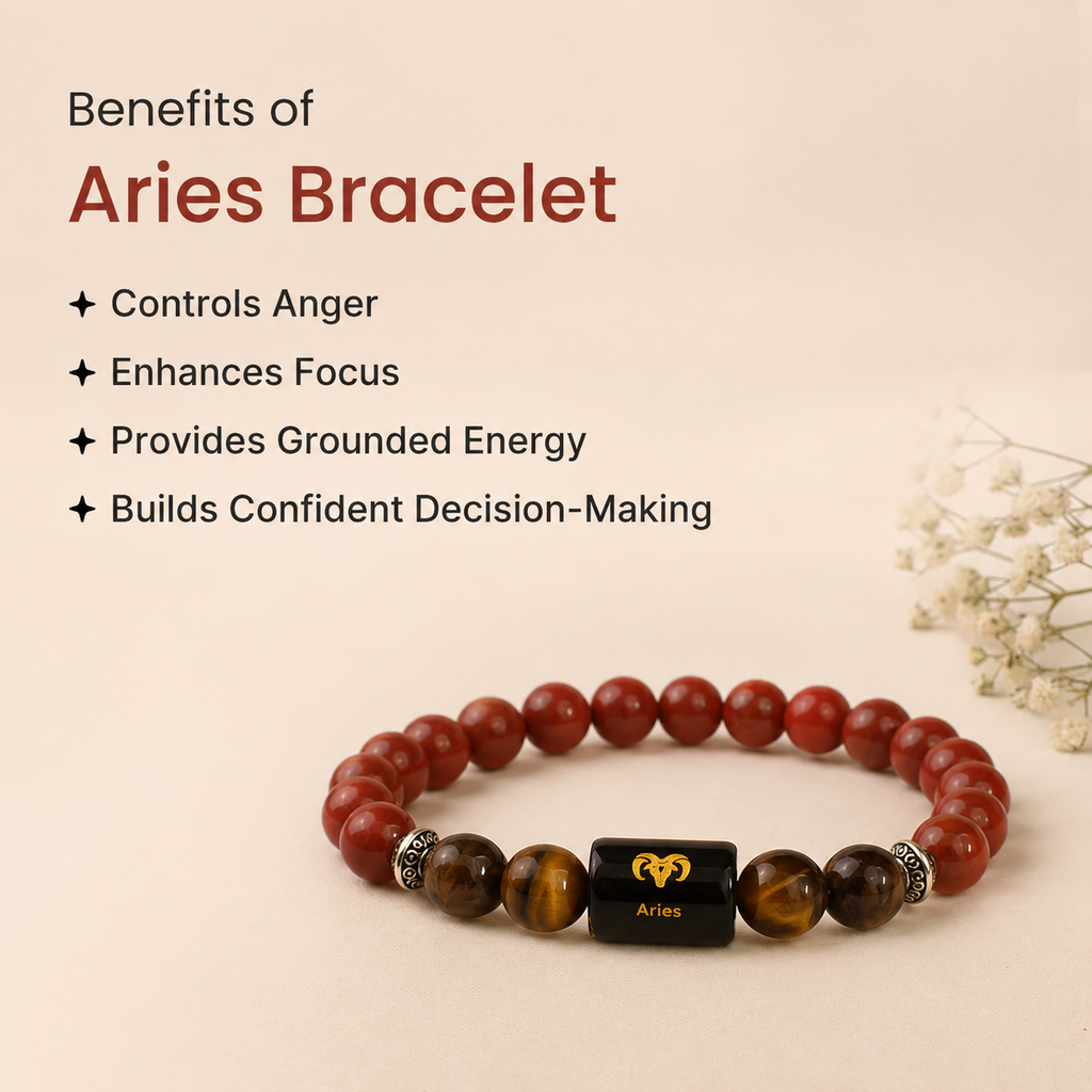 Aries (मेष राशि) Zodiac Red Jasper & Tiger Eye Bracelet