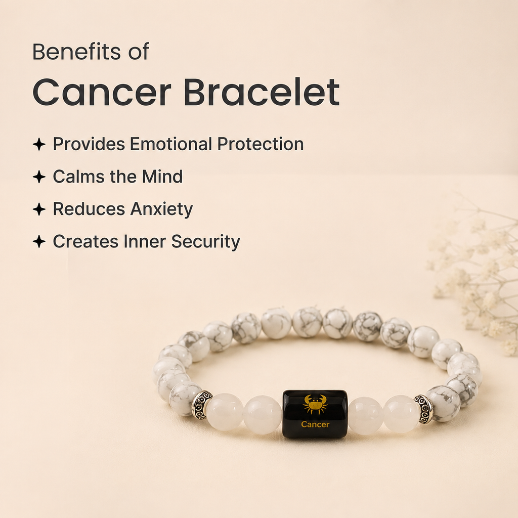 Cancer (कर्क राशि) Zodiac Howlite & Milky Quartz Bracelet