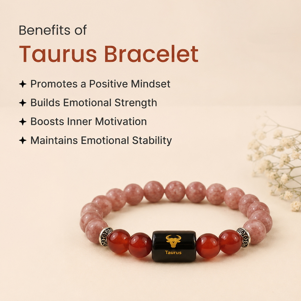 Taurus (वृषभ राशि) Zodiac Sunstone & Carnelian Bracelet
