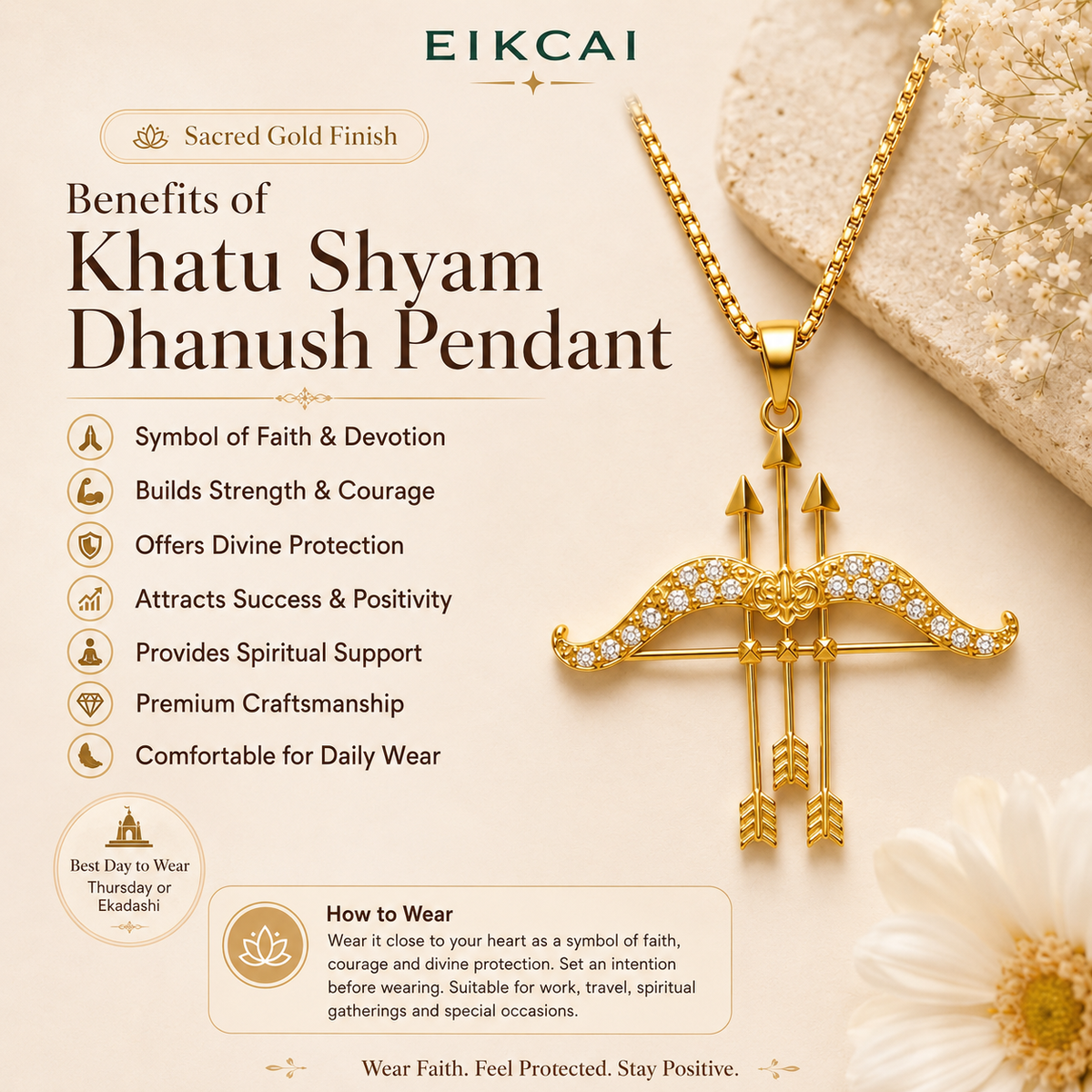 Khatu Shyam Dhanush Pendant with Chain