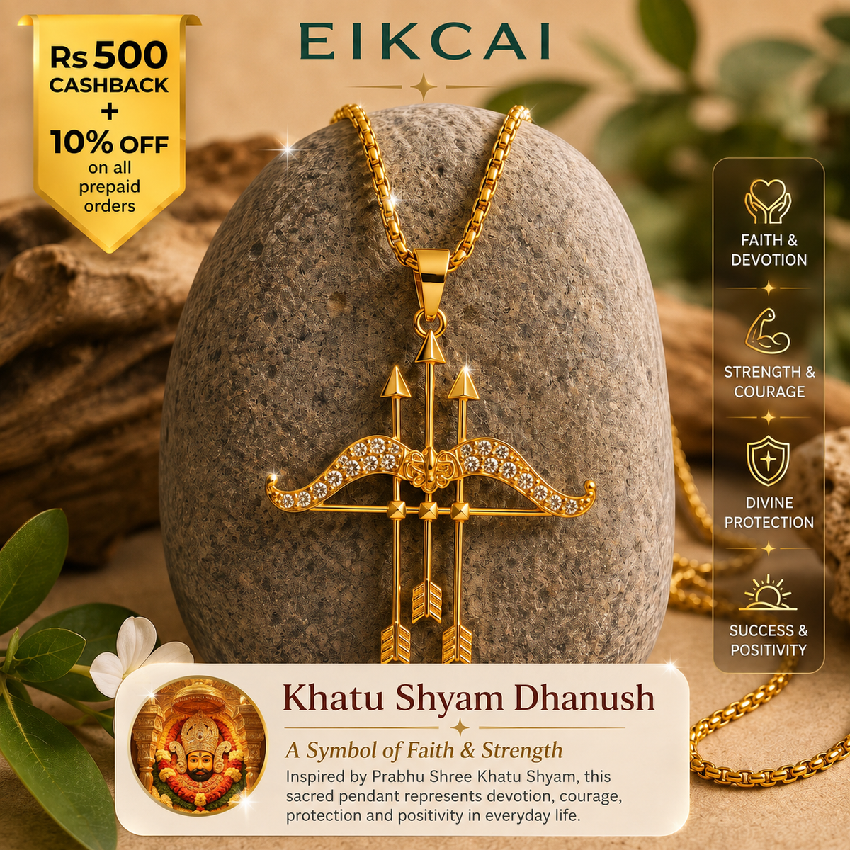 Khatu Shyam Dhanush Pendant with Chain