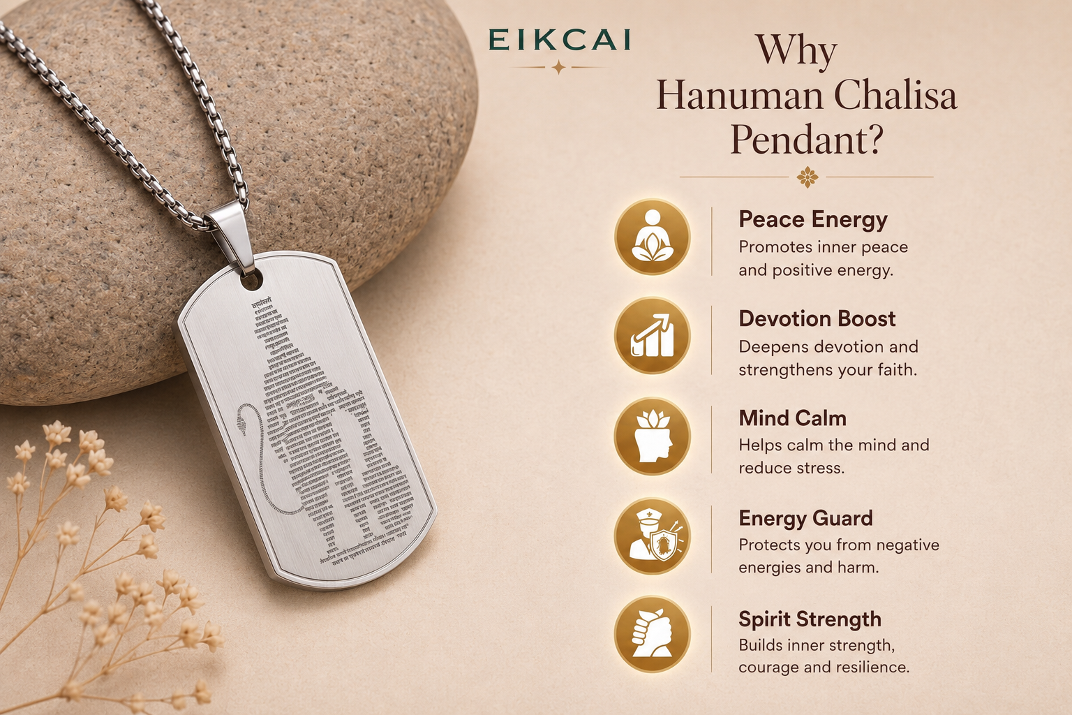 Silver Hanuman Chalisa Pendant with Chain
