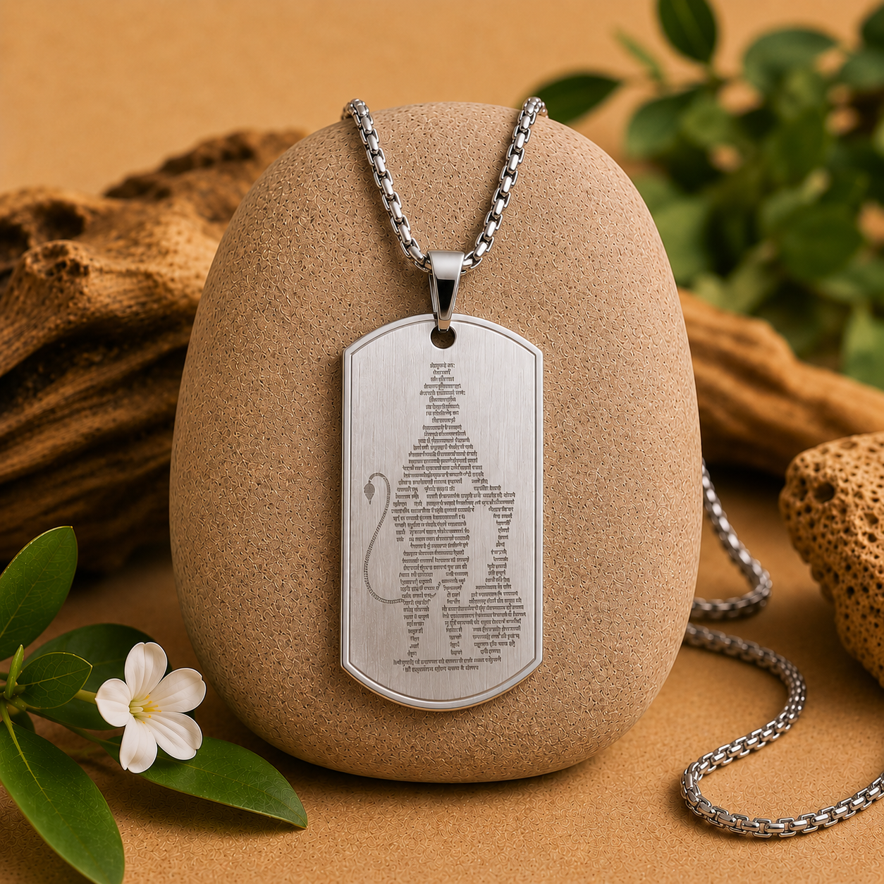 Silver Hanuman Chalisa Pendant with Chain