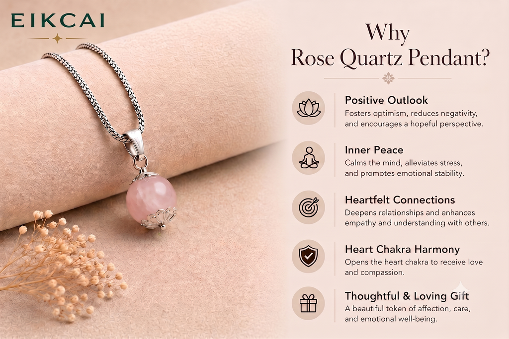 Rose Quartz Pendant with Silver Chain