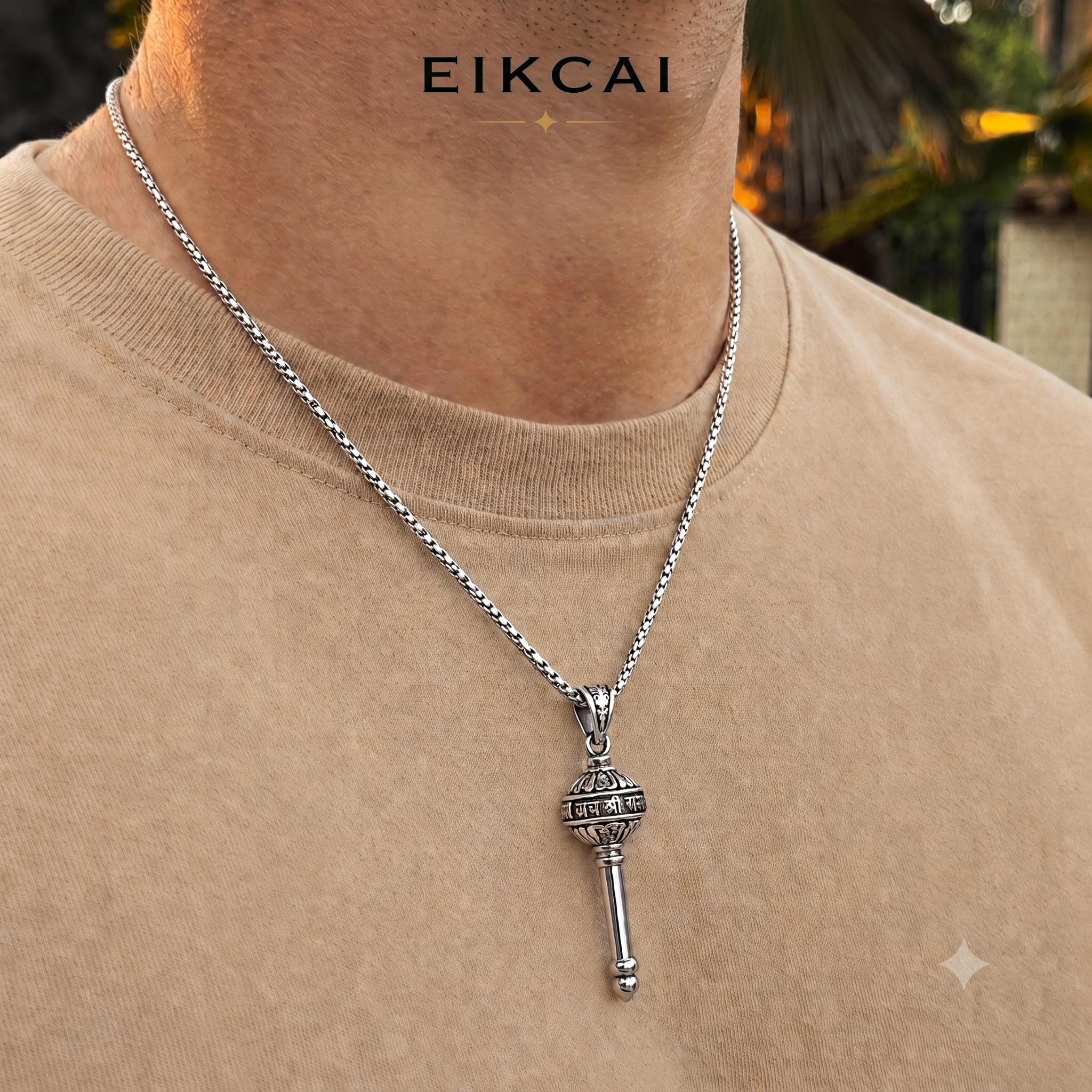 Gada Pendant with Chain - Silver