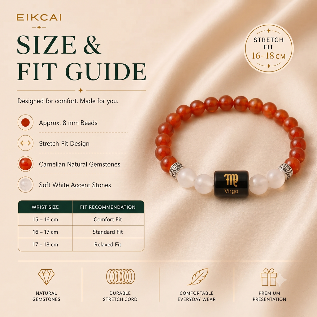 Virgo (कन्या राशि) Zodiac Carnelian & Milky Quartz Bracelet