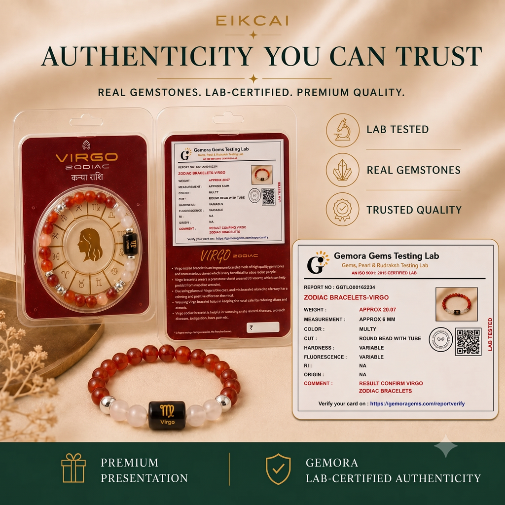 Virgo (कन्या राशि) Zodiac Carnelian & Milky Quartz Bracelet