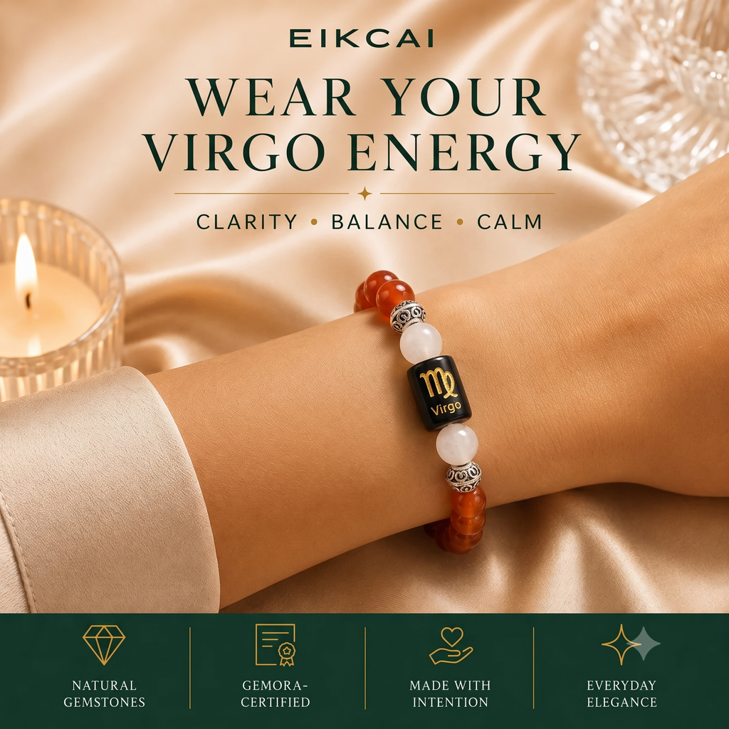 Virgo (कन्या राशि) Zodiac Carnelian & Milky Quartz Bracelet
