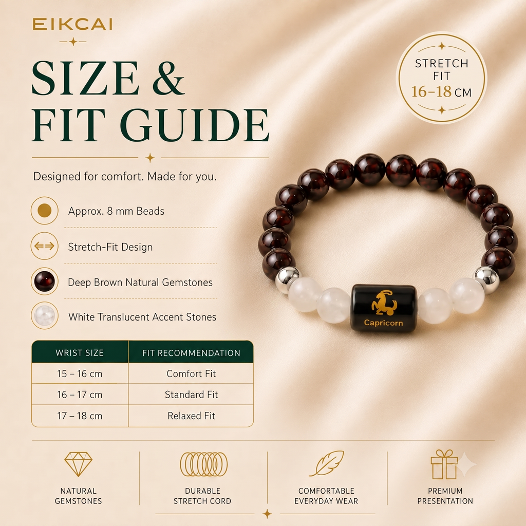 Capricorn (मकर राशि) Zodiac Garnet & Milky Quartz Bracelet