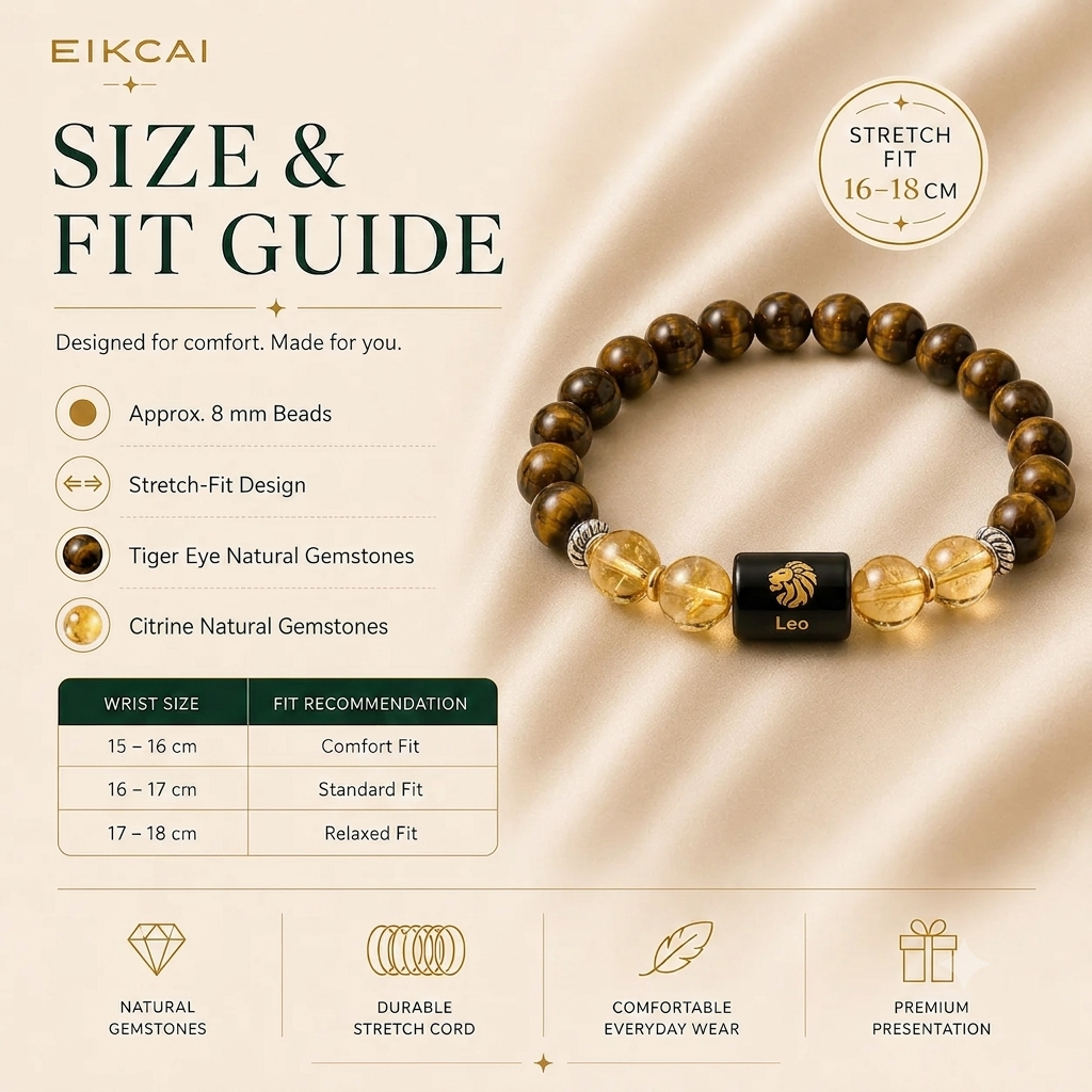 Leo (सिंह राशि) Zodiac Tiger Eye & Citrine Bracelet