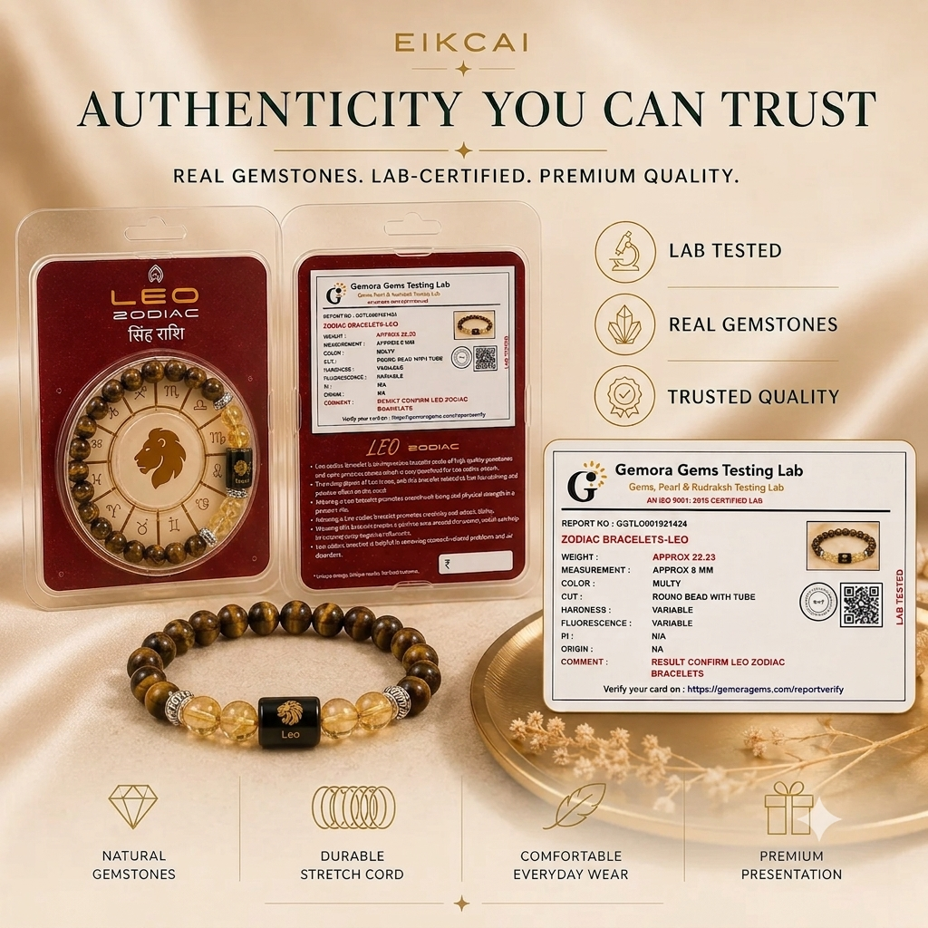 Leo (सिंह राशि) Zodiac Tiger Eye & Citrine Bracelet