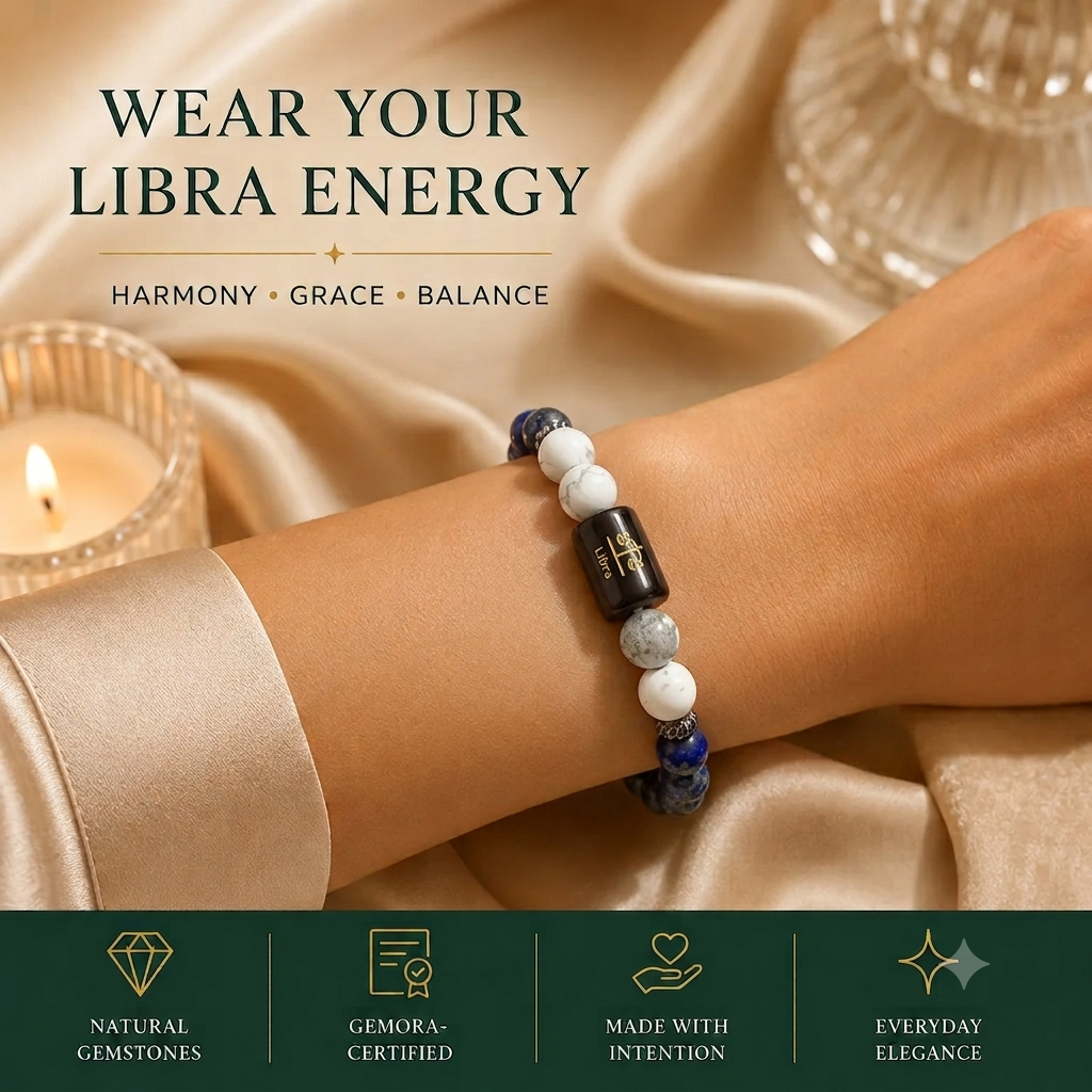 Libra (तुला राशि) Zodiac Lapis Lazuli & Howlite Bracelet
