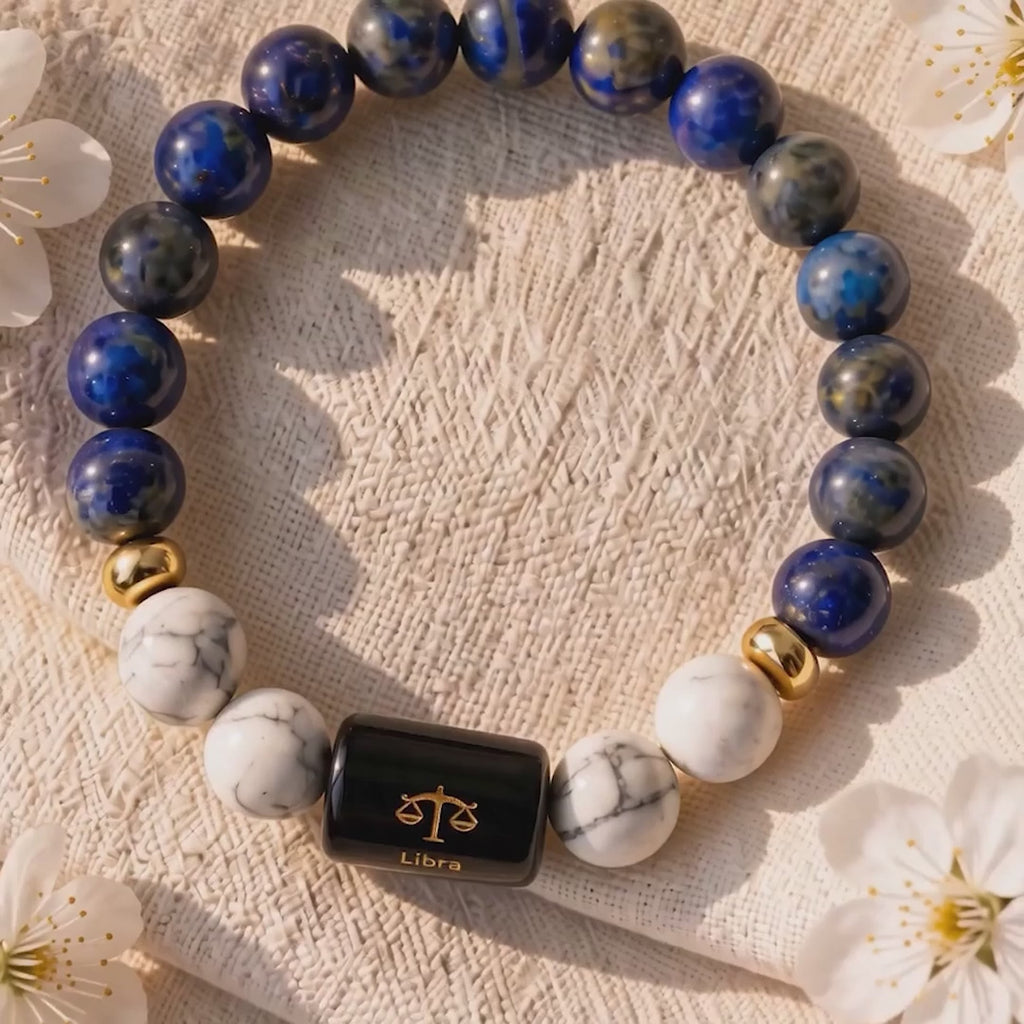 Libra (तुला राशि) Zodiac Lapis Lazuli & Howlite Bracelet