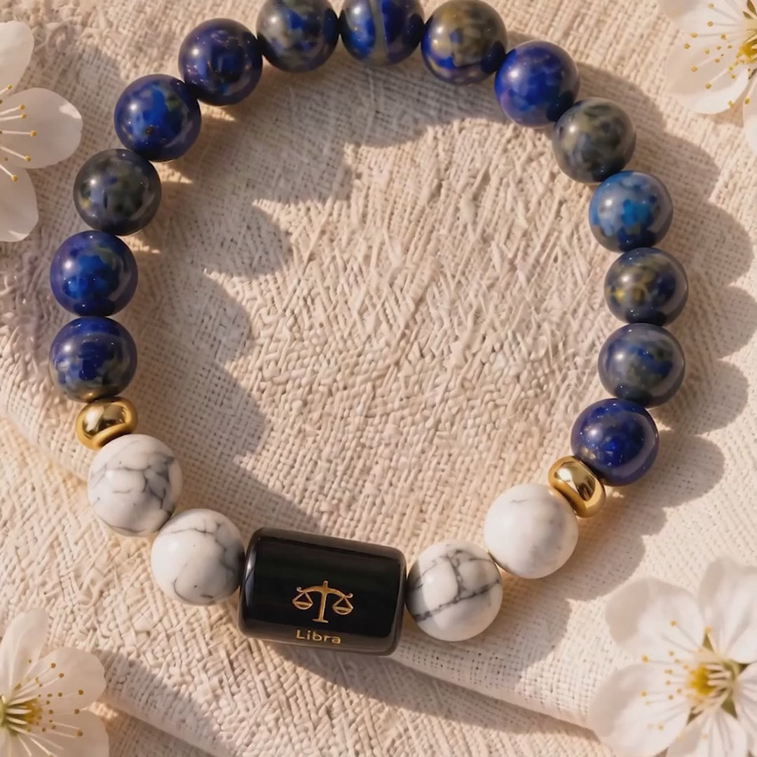 Libra (तुला राशि) Zodiac Lapis Lazuli & Howlite Bracelet