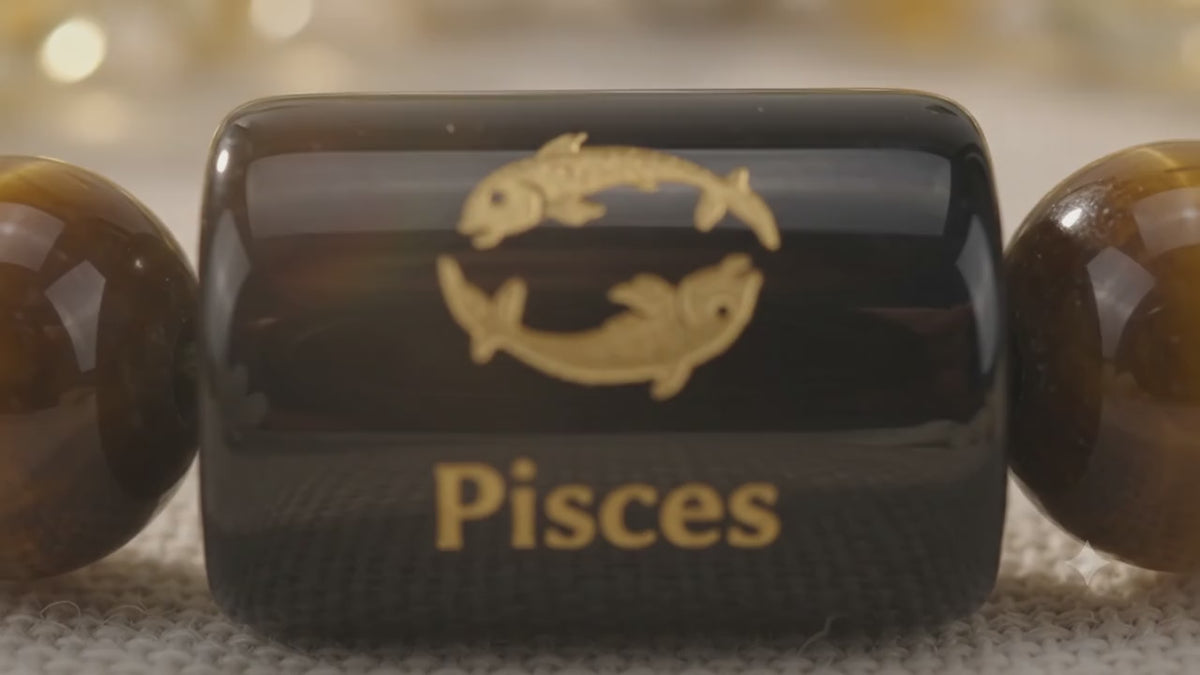 Pisces (मीन राशि) Zodiac Citrine & Tiger Eye Bracelet