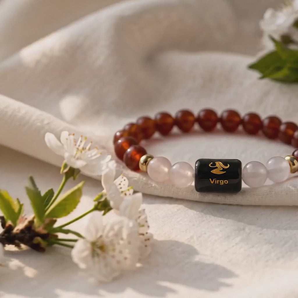 Virgo (कन्या राशि) Zodiac Carnelian & Milky Quartz Bracelet