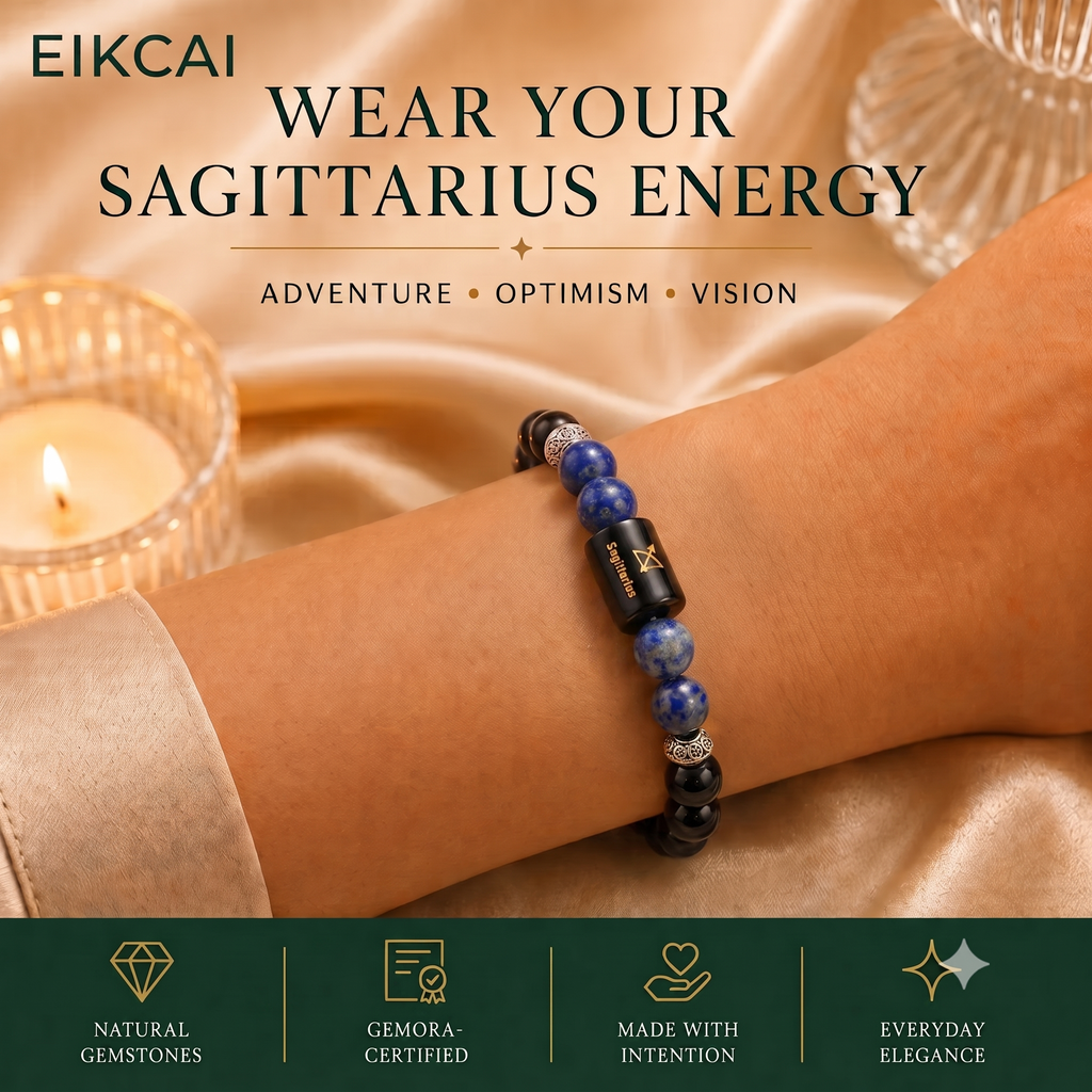 Sagittarius (धनु राशि) Zodiac Black Obsidian & Lapis Lazuli Bracelet