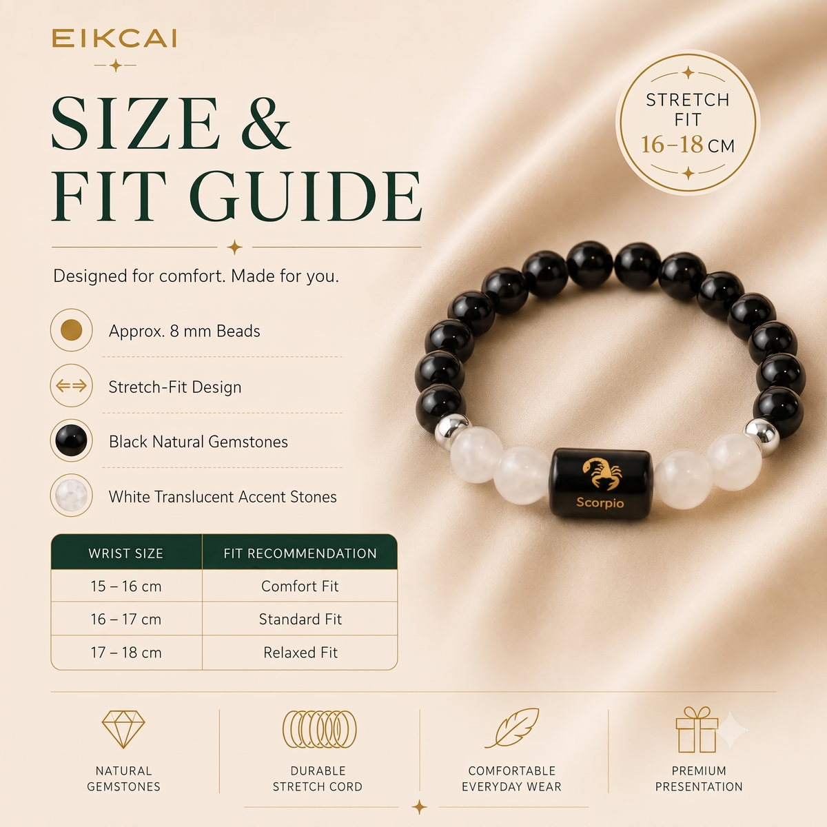 Scorpio (वृश्चिक राशि) Zodiac Black Obsidian & Milky Quartz Bracelet
