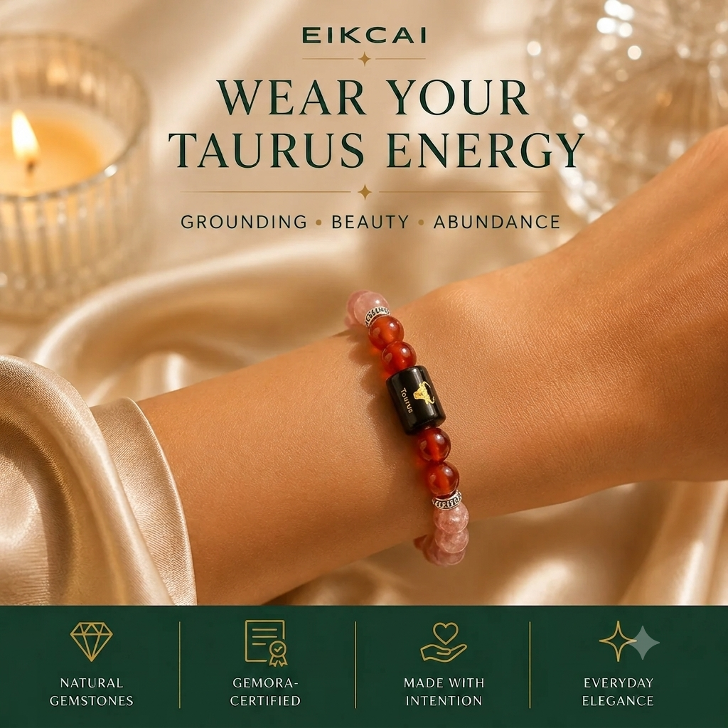 Taurus (वृषभ राशि) Zodiac Sunstone & Carnelian Bracelet