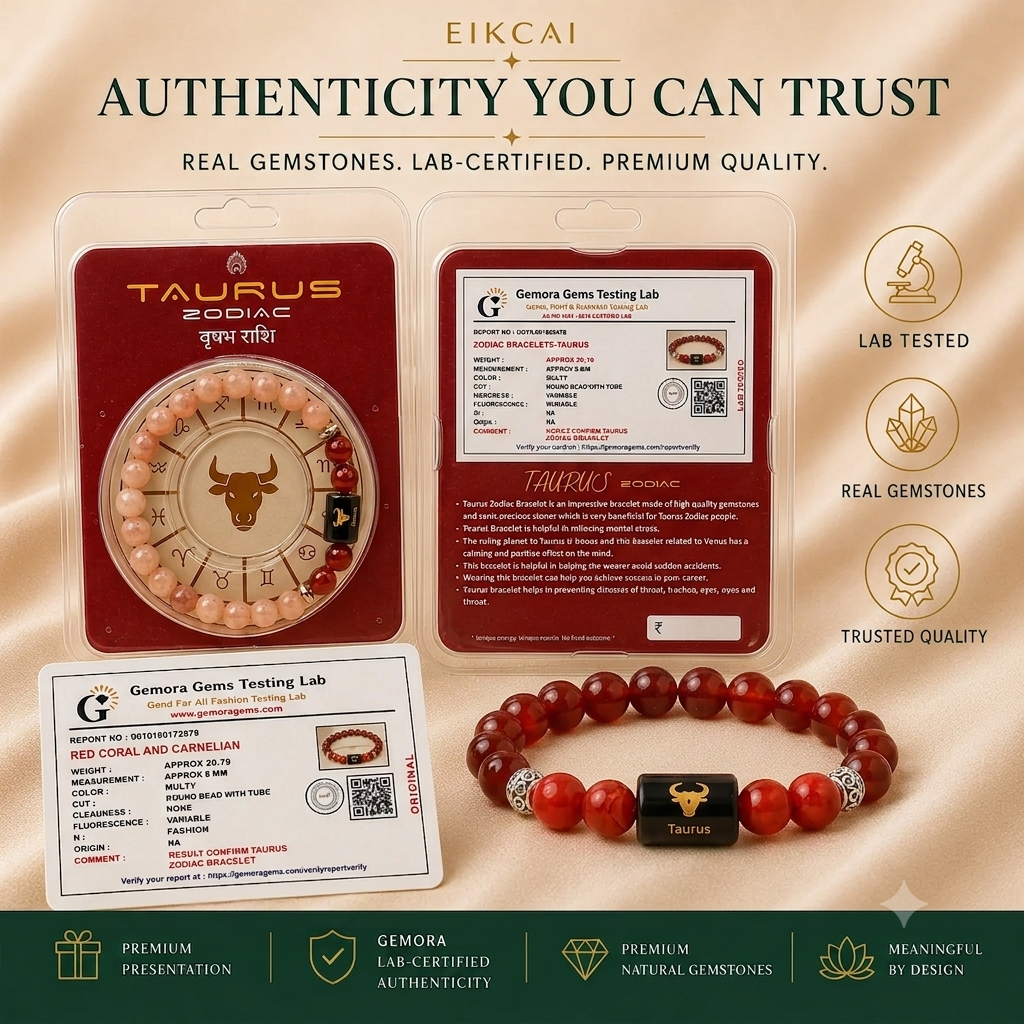 Taurus (वृषभ राशि) Zodiac Sunstone & Carnelian Bracelet