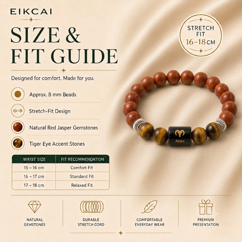 Aries (मेष राशि) Zodiac Red Jasper & Tiger Eye Bracelet