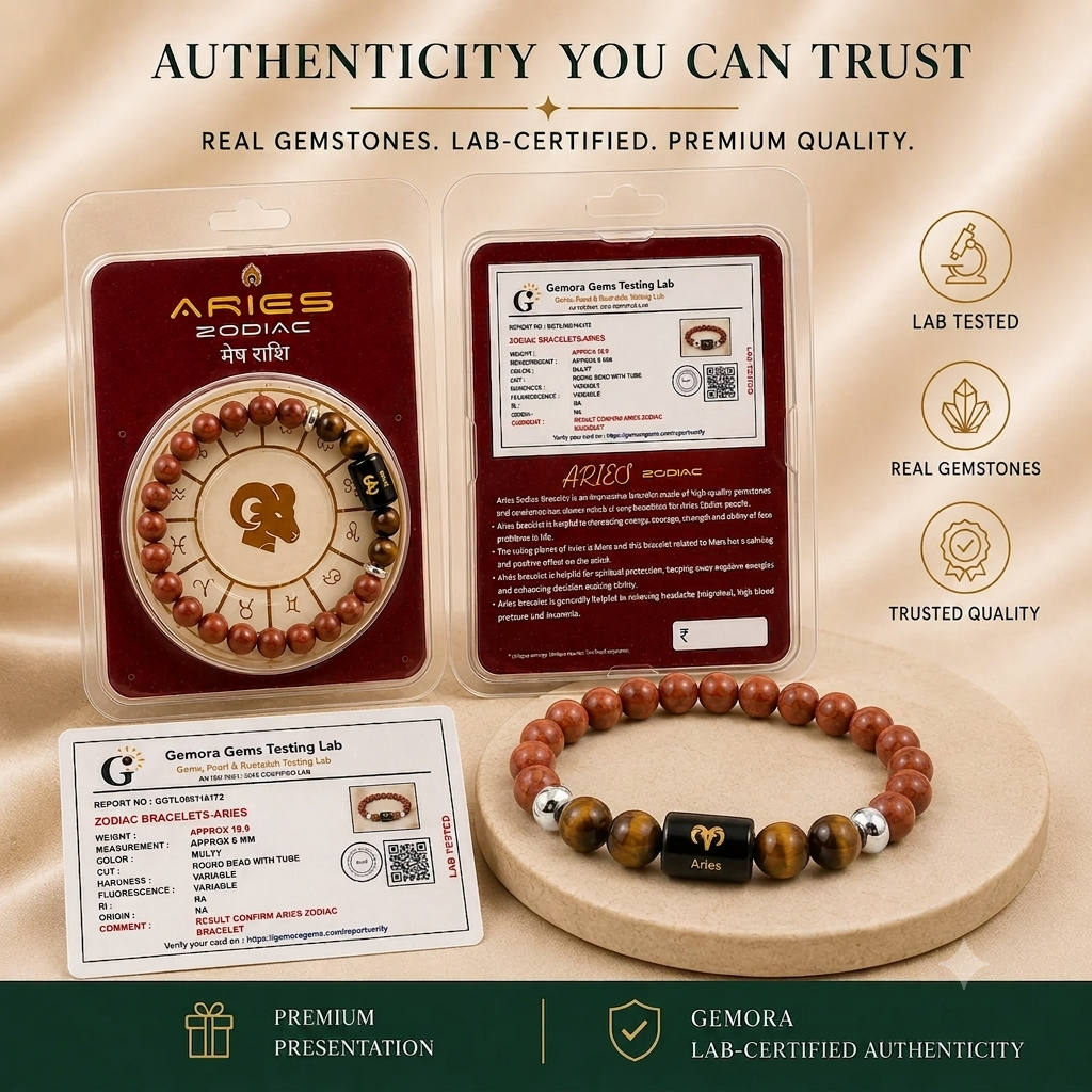 Aries (मेष राशि) Zodiac Red Jasper & Tiger Eye Bracelet